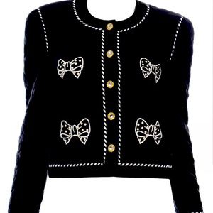 Vintage Escada Margaretha Ley Black Silk Quilted Jacket W Bows